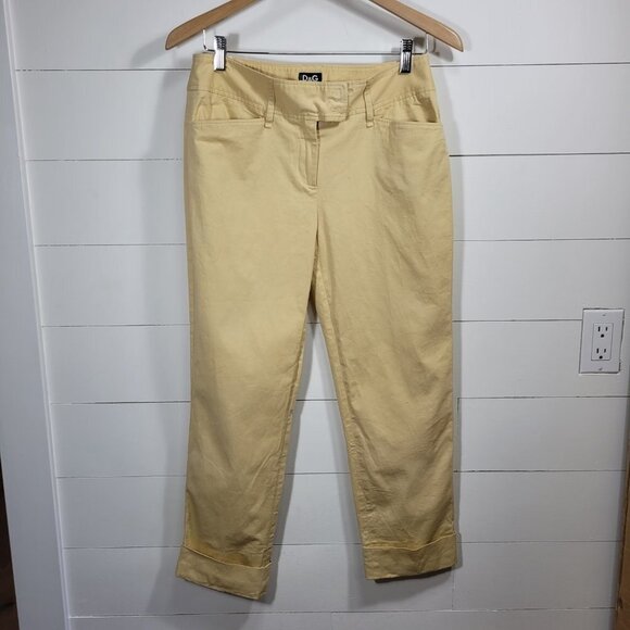 EUC Dolce & Gabbana Pants Women's sz 30 Ittierre Spa Gold Cuffed Cropped Chinos - Picture 1 of 8